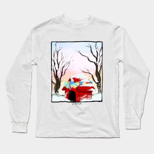 The Red Dog House In Winter Long Sleeve T-Shirt